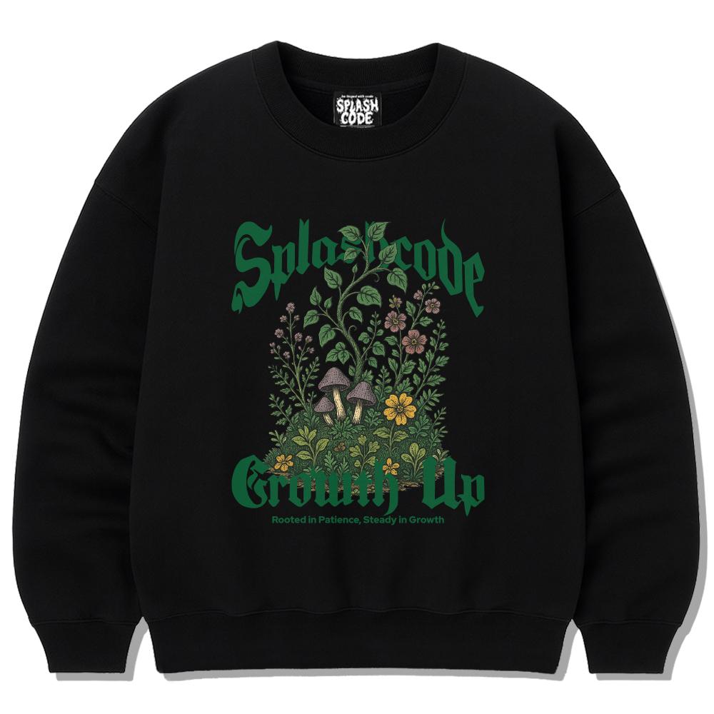 Seupeullaesikodeu Heavy Crew Neck Sweatshirt Black - Growth Up