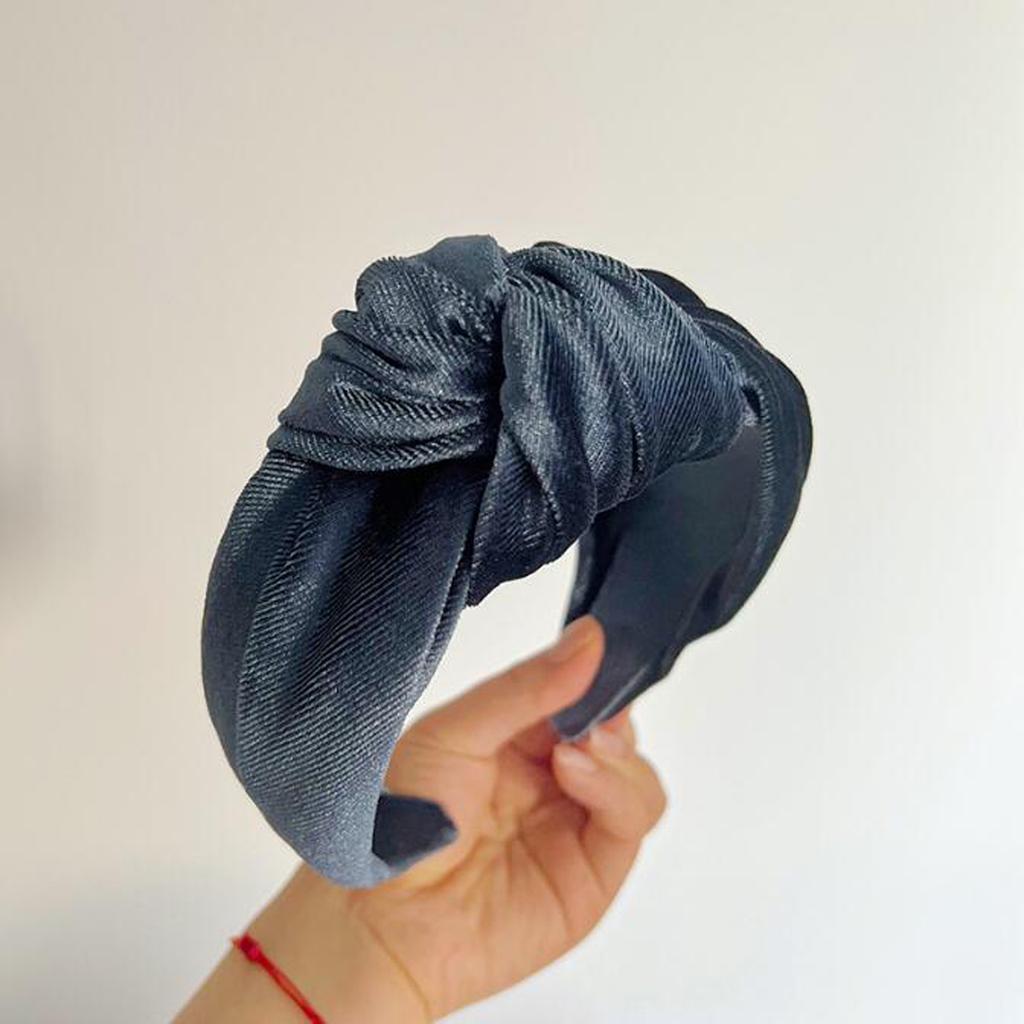 PROLY New Fashion Headband For Women Wide Side Warm Golden Velvet Hairband Center Knot Headwear Autumn Winter Hair Accessories