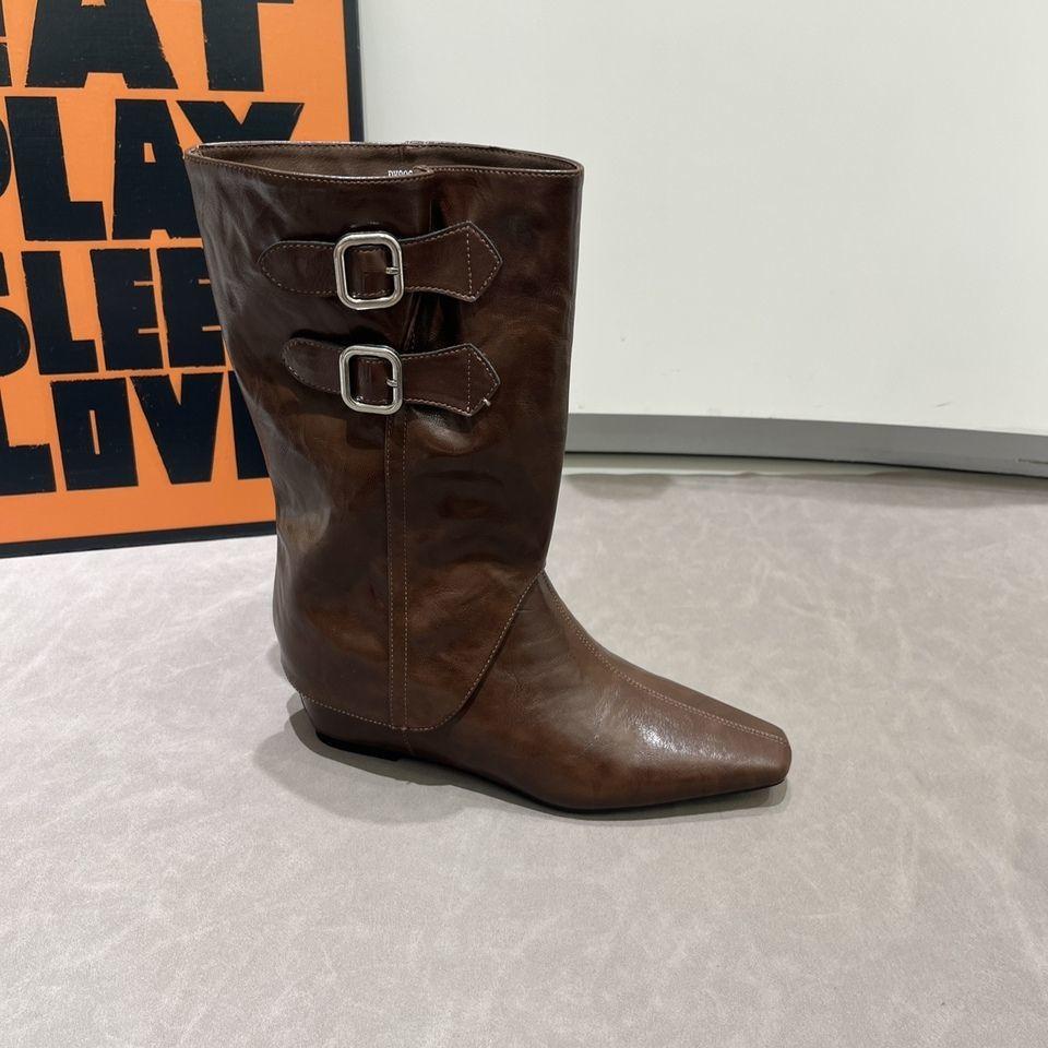 2025 autumn and winter new heightening stacking boots European and American style knight boots women's two wear removable sleeve short boots pointed