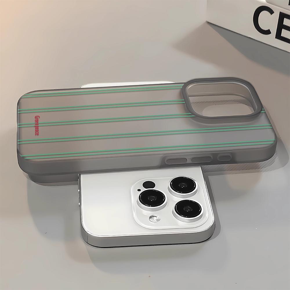 Green Vertical Stripes Phone Case For IPhone 17 Case For IPhone 13 16 15 14 12 17 Pro Max XR 7 8 SE Aesthetic Floral Cover Funda