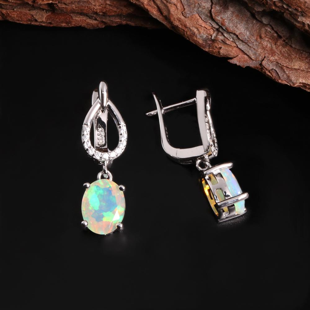Kolczyki z naturalnego opalu ze srebra próby 925 Modny design Lekka luksusowa biżuteria Prezent urodzinowy na święta dla kobiet i dziewcząt