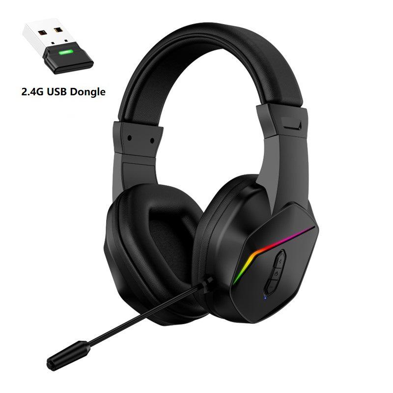 2.4G Bluetooth Luminous Gaming Headset with USB Wireless Transmitter - Low Latency Esports Audio.