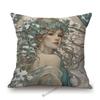 Mucha Style Floral Princess Girl Pink Purple Blue Pretty Flower Daughter Room Decoration Sofa Pillow Case Spring Cushion Cover
