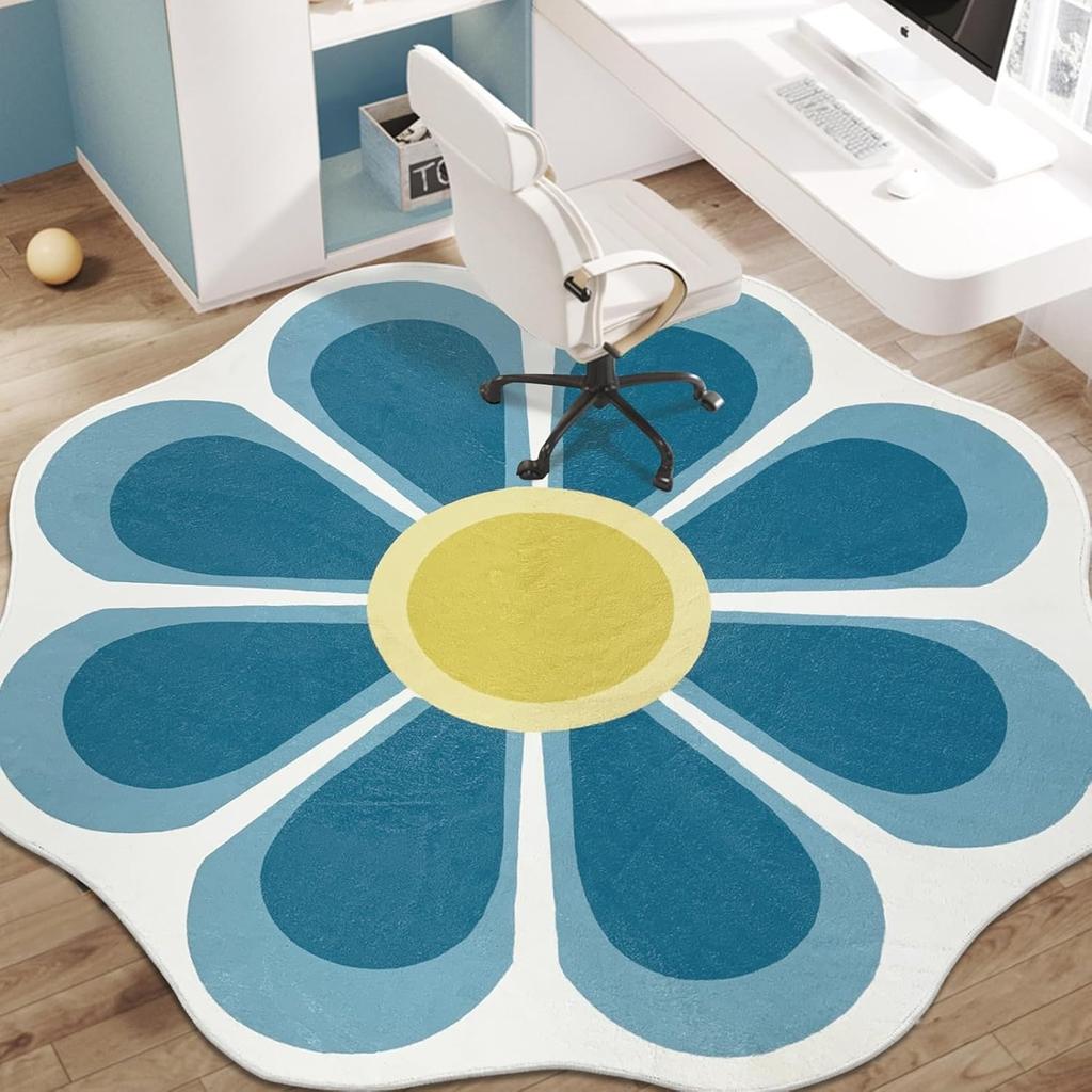 Round Living Room Carpet Large Size Bedroom Bedside Carpets Study Chair Floor Mat Cute Flowers Style Home Decoration Rugs