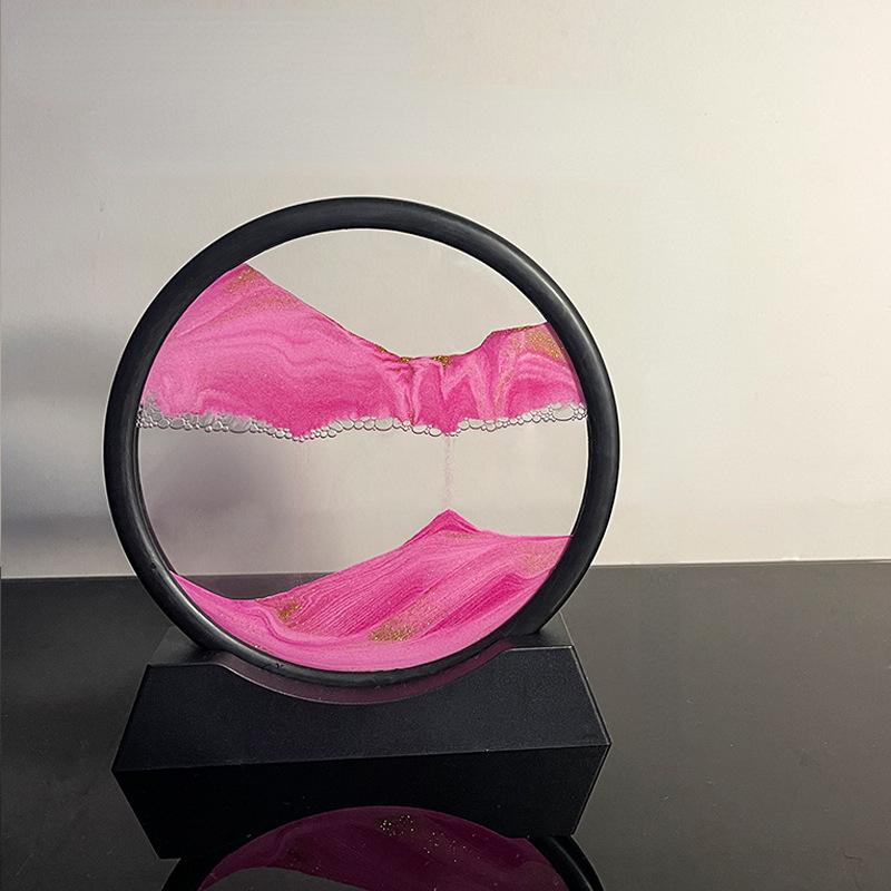 3D Hourglass Round Glass Deep Sea Sandscape In Motion Display Flowing Sand Frame Moving Sand 7/12inch for Home Decor
