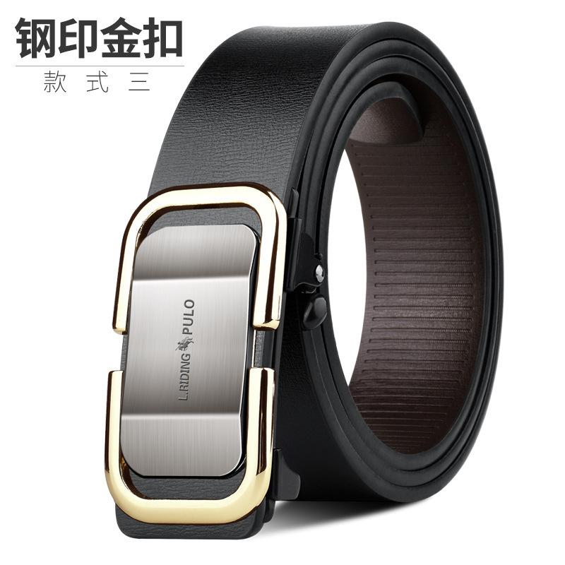 Belt men's toothless inner wear automatic buckle business casual pure cowhide belt men's long alloy tide