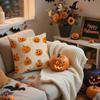 Halloween Pumpkin Skeleton Pillow Case Spooky Horror Theme Decor for Sofa Bedroom Office Dorm Party Home Theater Cushion Cover
