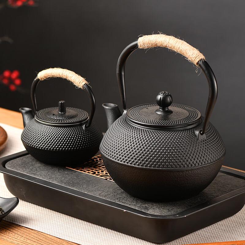 GOWKE 1.2L Cast Iron Teapot with Copper Handle and Lid
