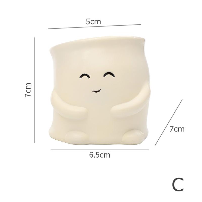 Smiley Face Mini Plant Pot Resin Succulent Planter for Home Office Desk Decorative Ornament Fairy Garden Flowerpot Decoration