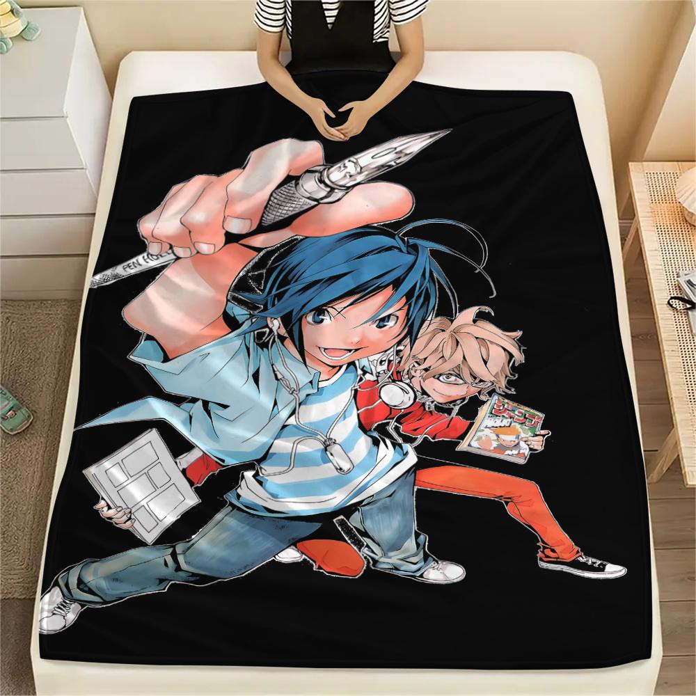 1PC Bakuman Print Flannel Blanket, High quality All Seasons, Home Decor, Warmth and Comfort, Perfect for Christmas Gifts