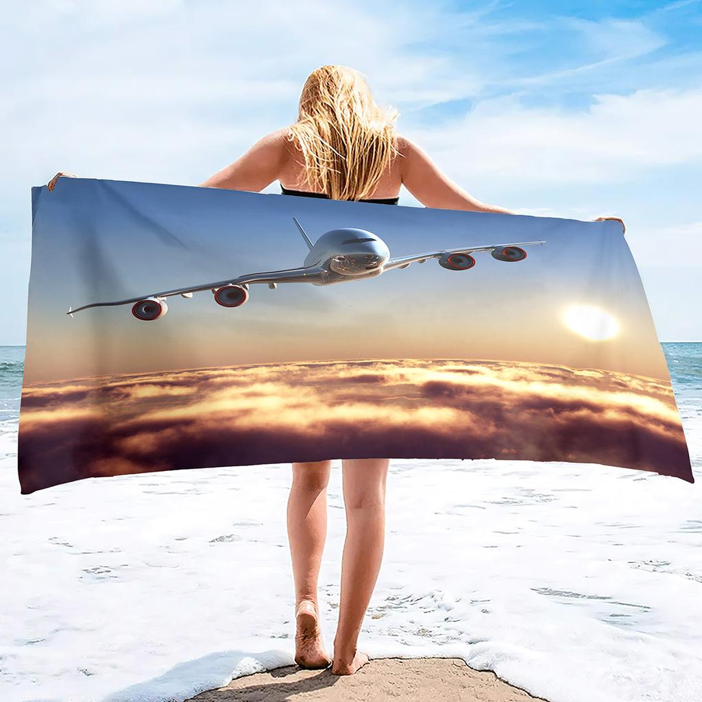 Airplane Pattern Series Seaside Vacation Beach Towel Swimming Bath Towel Sports Towel