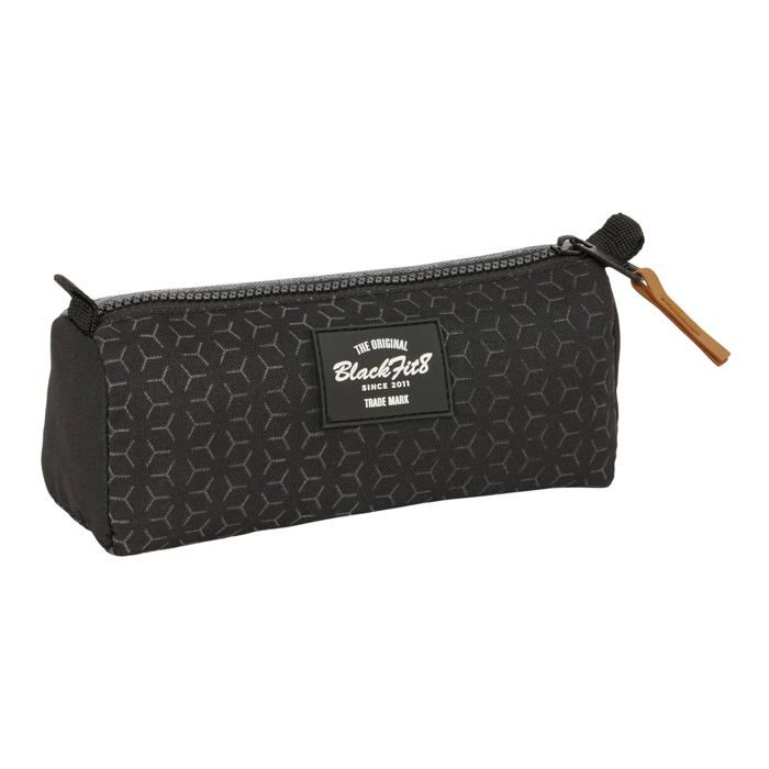 Trousse en tissu recyclable - safta - 21x7x8 cm - Noir/Gris - Fermeture éclair - Polyester - Compartiment unique