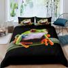 Frog Duvet Cover Set Cute Kawaii Cartoon Frog Pattern King Queen Size Polyester Comforter Cover With Pillowcase For Kids Girls