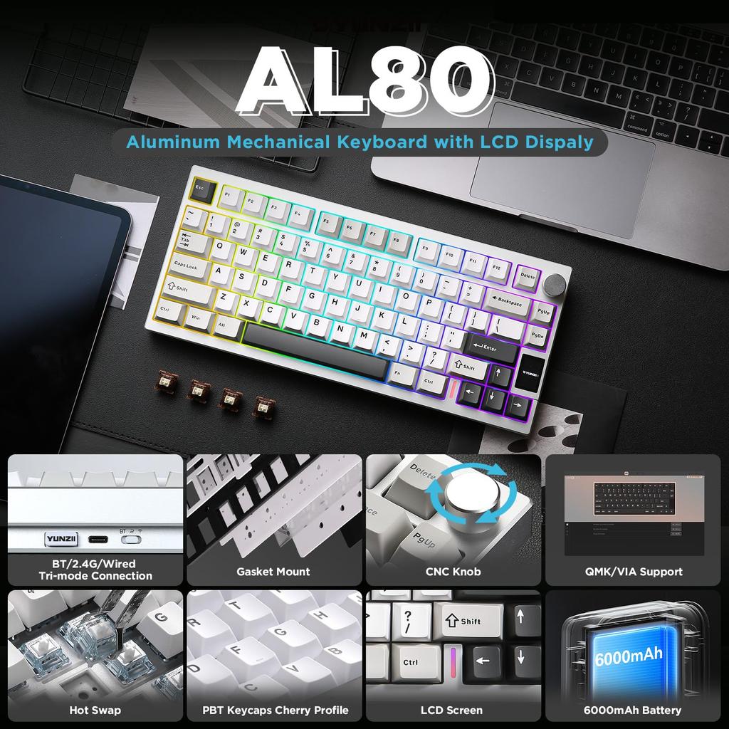 [YUNZII] AL80 Wireless Keyboard Cocoa Cream – Keyboard