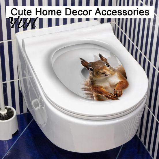 Abnehmbare PVC-Toilettenaufkleber 3D Cartoon Katze Aufkleber, Wasserdichte Niedliche Tier Deckel Kreative Sitzfläche Kunst Aufkleber, Lustige Selbstklebende Badezimmer Wand