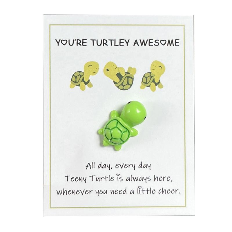 

Mini Tortoises Toy Pockets Hug Turtles Card Emotional Supports Sea Turtles Ornamentt with Greeting Card Keepsaker Gift зелений