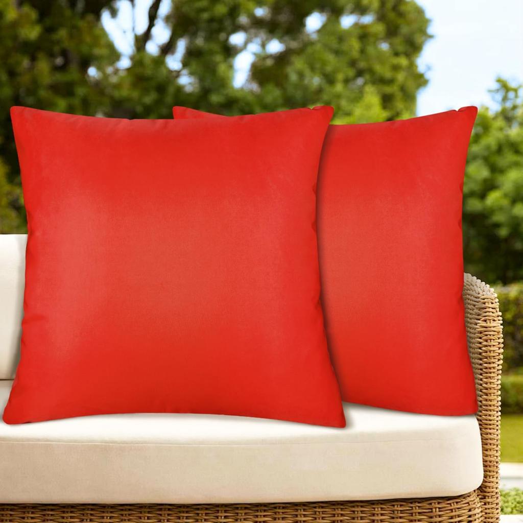 Outdoor Waterproof Pillow Covers 2 Pack 18x18 Square Garden Decorative Throw Pillow Covers, Farmhouse Solid Color Throw Pillow Case for Patio Bench