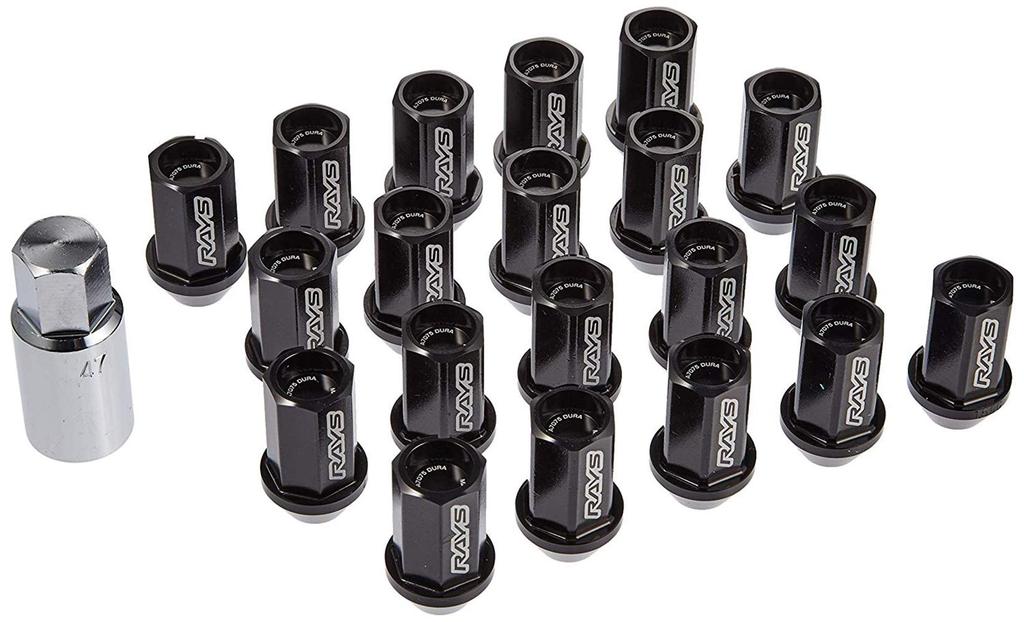 RAYS Duralumin Lock Nut Set Straight M12 X Black 74020001001BK & L42, Type, 1.5, Anodized,