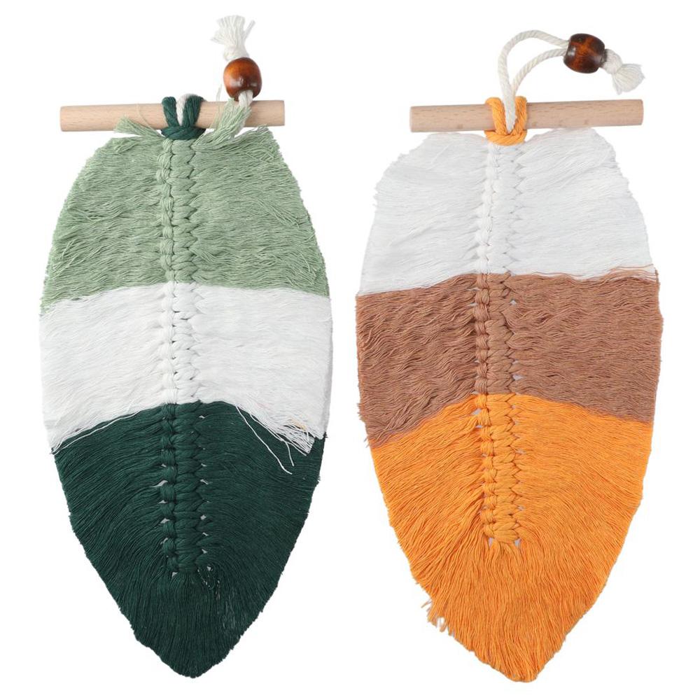 

2pcs Home Decorations Boho Leaf Wall Decor Cotton Woven Leaf Hangings Macrame Wall Hanging Office червоний/синій