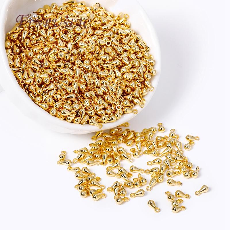 18K Gold Plated Brass Metal Water Drop Pendant End Beads For Tail Extender Chain DIY Jewelry Making Supplies Accessories