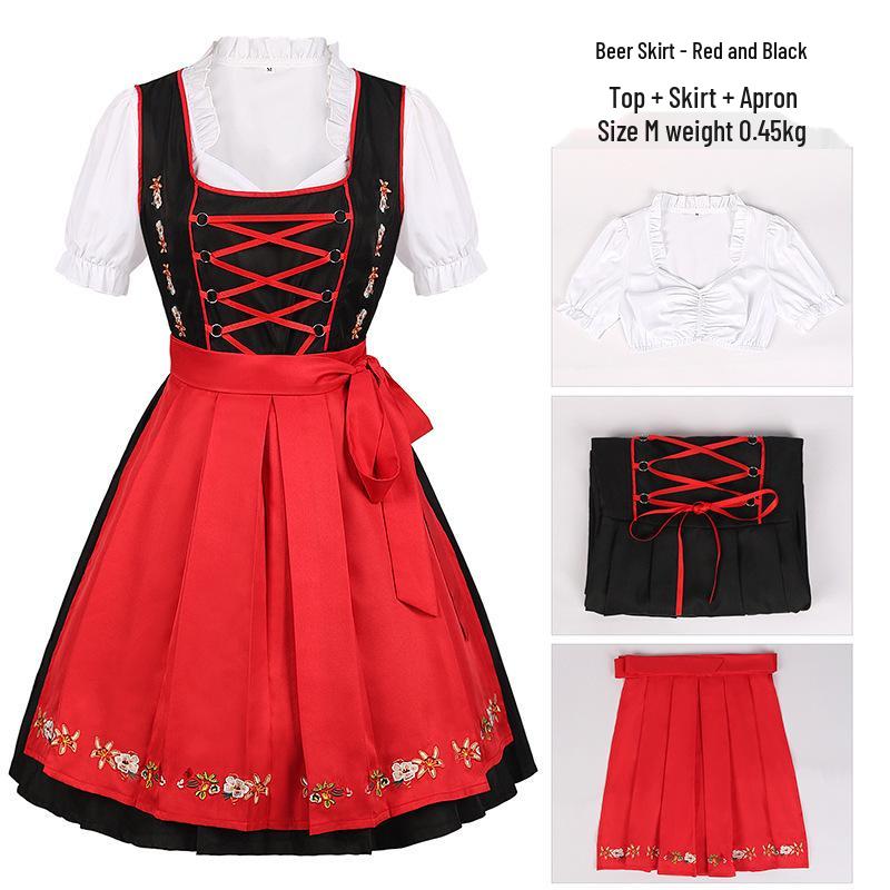 2025 Euro-American Beer Fest Women's Lace Maid Dress Set, Color Block, Plus Size Skirt