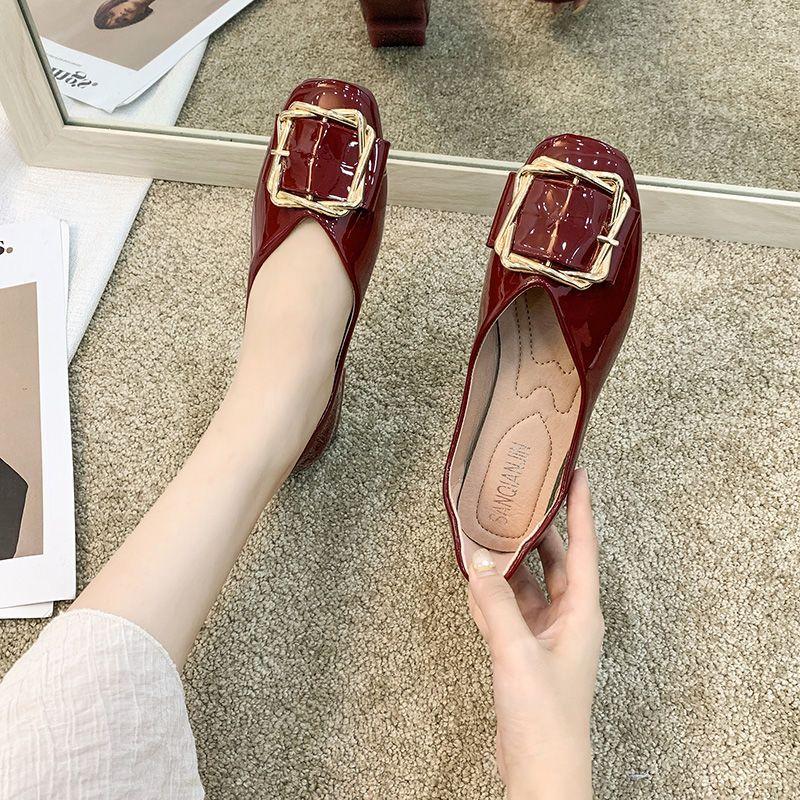

Туфли для Женщин 2025 Красные Мокасины Женская Летняя Обувь Плоские Балетки Квадратный Носок Низкий Каблук Элегантная Мода Удобные Распродажа А 35
