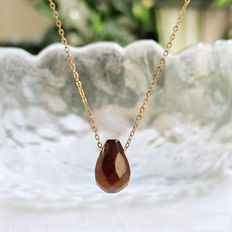 1pc Natural Stone Necklaces for Women Girls Cute Small Water Drop Pendant Stainless Steel Chain Choker Necklace Minimalist