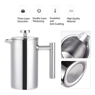 1000ml French Press Coffee Maker Stainless Steel Double Walled Insulated Coffee Pot (BPA Free,No FDA)