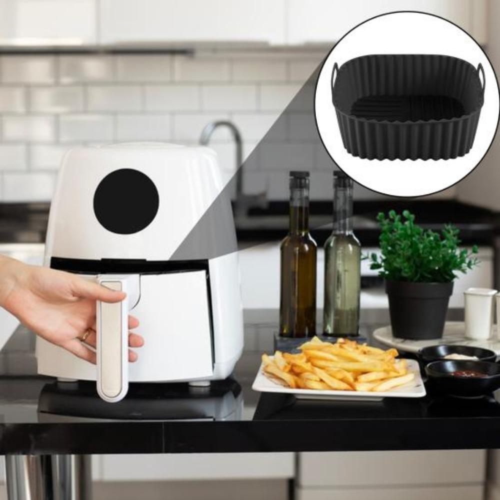 Faltbare Wiederverwendbare Silikon-Heißluftfritteusen-Schüssel Ofenpfanne Antihaft-Kochmatte Hitzebeständig Lebensmittelqualität Leicht zu Reinigen Spülmaschinenfest