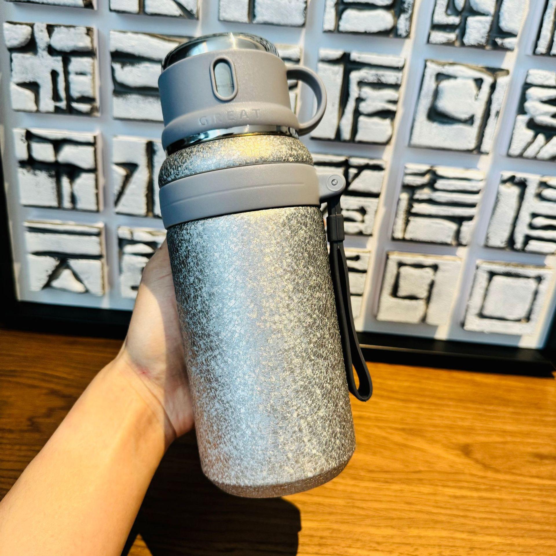

Titanium-coated Insulated Cup High-end Light Luxury Portable Water Cup Ladies High Appearance Level Double-layer Pocket Cup Mini 800ml серебряный