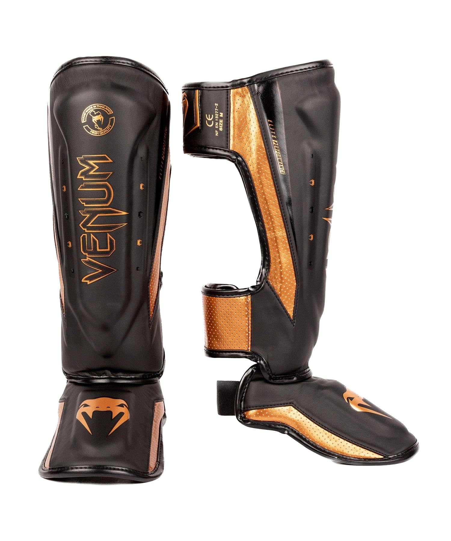 

VENUM ELITE EVO SHINGUARDS Leg Guards Protective Shin Martial Arts Black x // Kickboxing, Sparring, Gear, Guards, (Medium, Bronze)