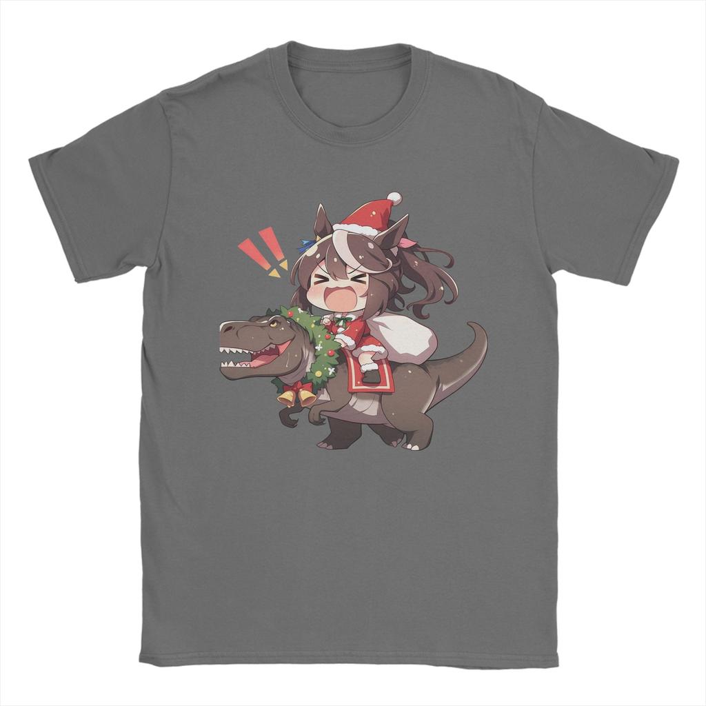 Tokai Teio Christmas T Shirts Men's Pure Cotton T-Shirts Round Neck Uma Musume Pretty Derby Anime Tees Short Sleeve Clothes