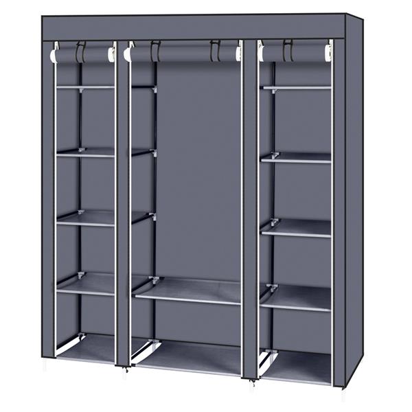 Closet Wardrobe Portable Closet for Bedroom Clothes Rail with Non-Woven Fabric Cover Clothes Storage Organizer  12 Compartments