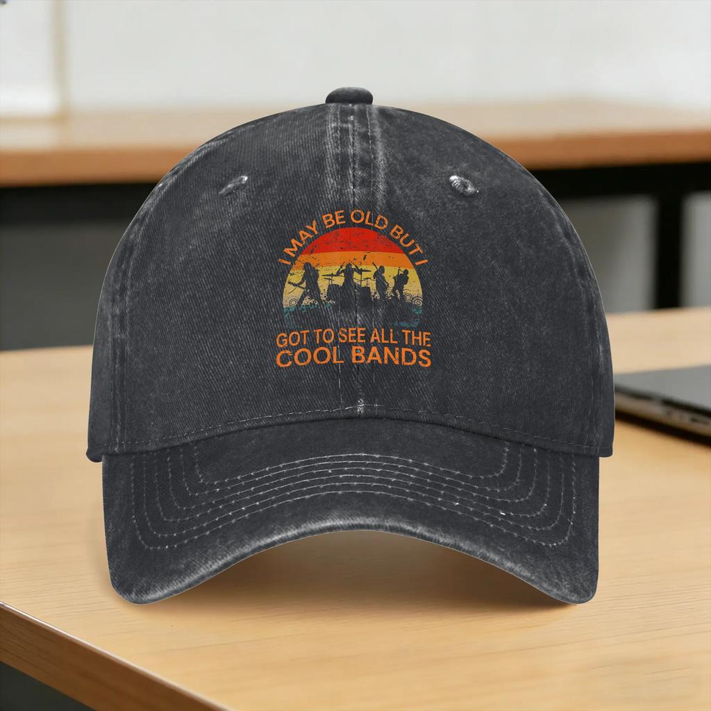 Summer I May Be Old But I Got To See All The Cool Bands Funny Quote Baseball Cap Sun Sun Visor Custom Diy Washed Trucker Hat