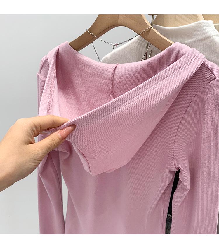 Damen Koreanischer Rosa Kapuzen-Strick-Cardigan-T-Shirt - Herbst/Winter 2025 Kollektion, Vielseitig als Innenlage oder Oberbekleidung