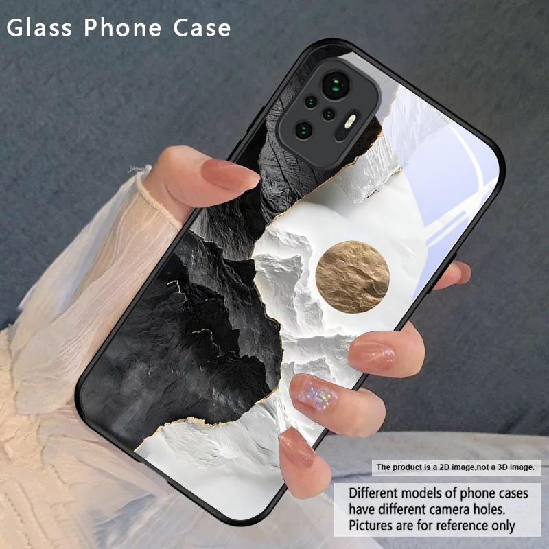 Snow Mountain Cluster For Redmi Note 8 9 9S 12S 10 Pro 11 12 13 Pro+ 14 Pro K60 Ultra 13C 14C A3 12 13 Black Glass Phone Case