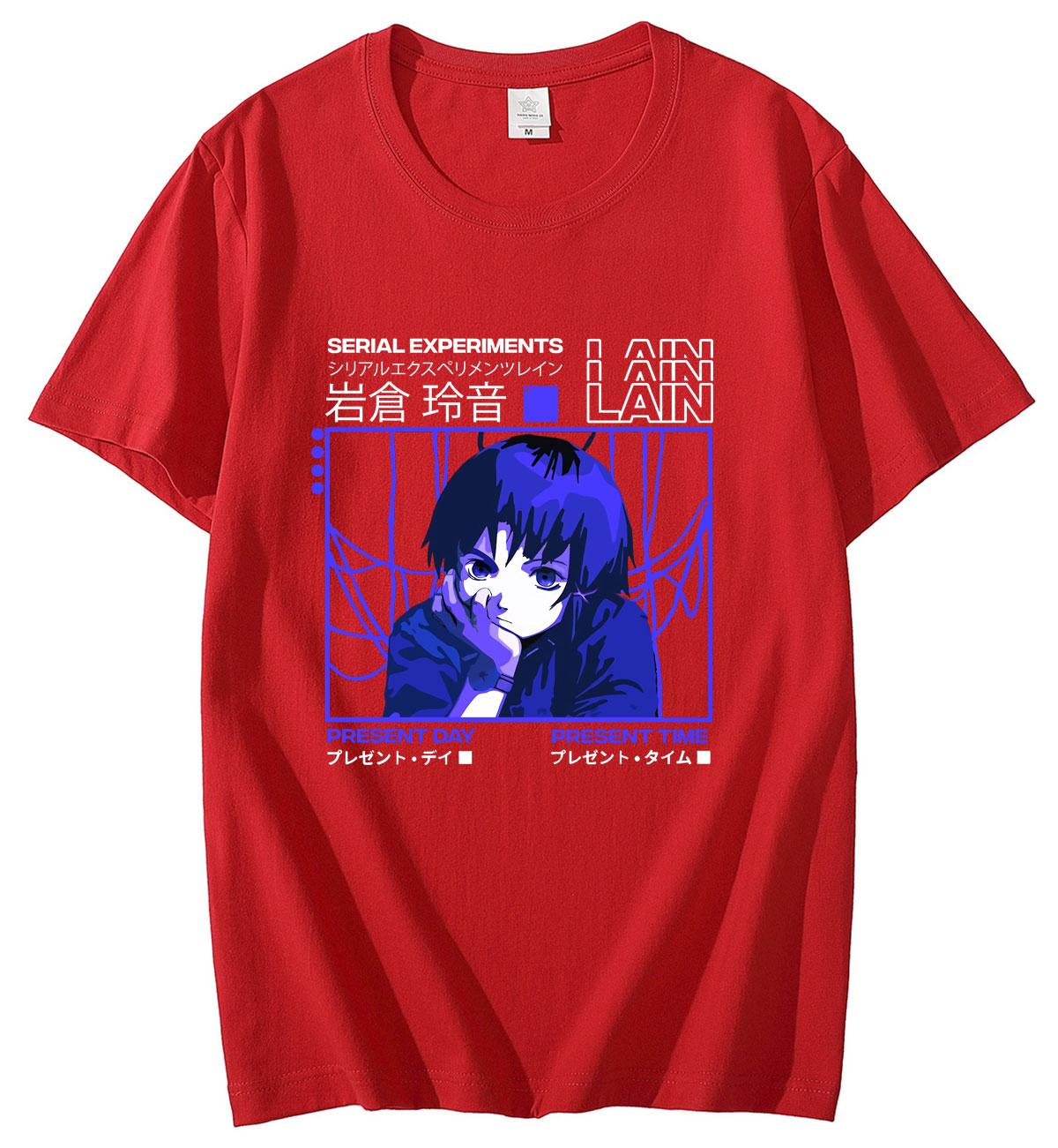 

Serial Experiments Lain Oversized T-Shirt Men Cotton T Shirt Glitch Iwakura Manga Weeb Girl Sci Fi Anime Short Sleeve Tee Tops S
