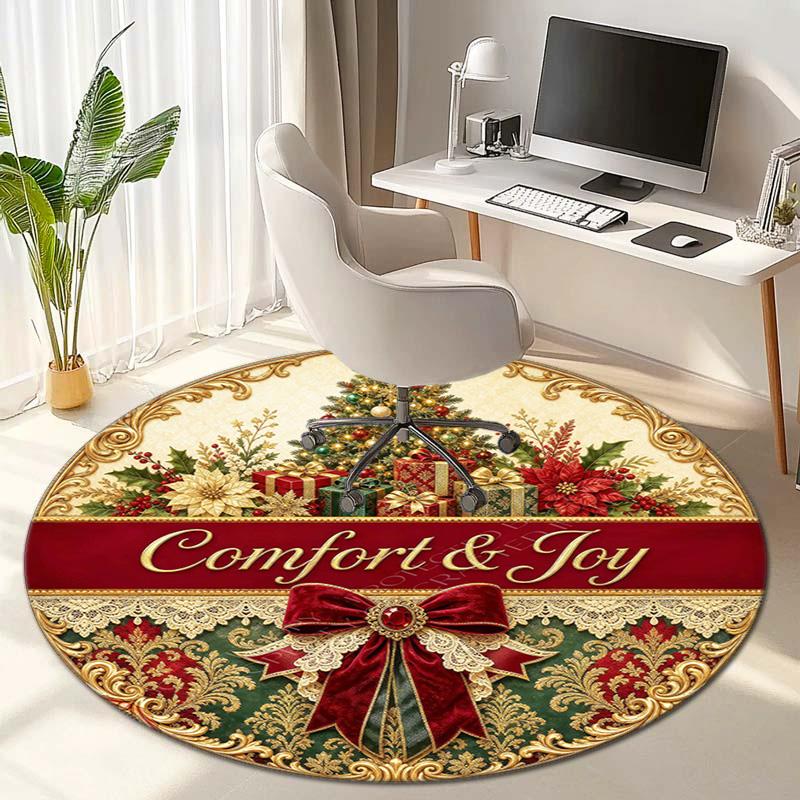 Cute Christmas Day Gift Bell Santa Claus Snowman Christmas Tree round rug Home Soft Decorative Anti slip Chair Mat Carpet Outdoor Floor Mat Carpet 6