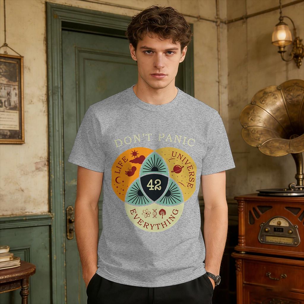 Unisex The Universe And Everything 42 Gift T Shirts Dont Panic Pure Cotton Clothes Summer Short Sleeve T Shirt Crewneck Tshirt