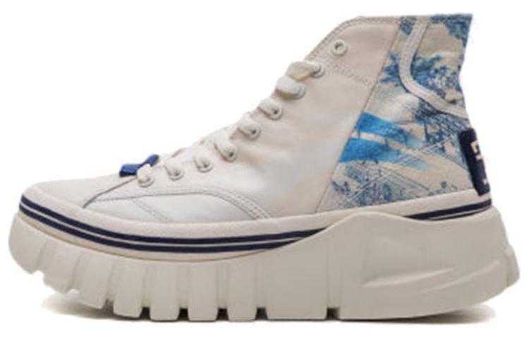 Li Ning High Top Casual Shoes Women's White Blue AGCQ258-3