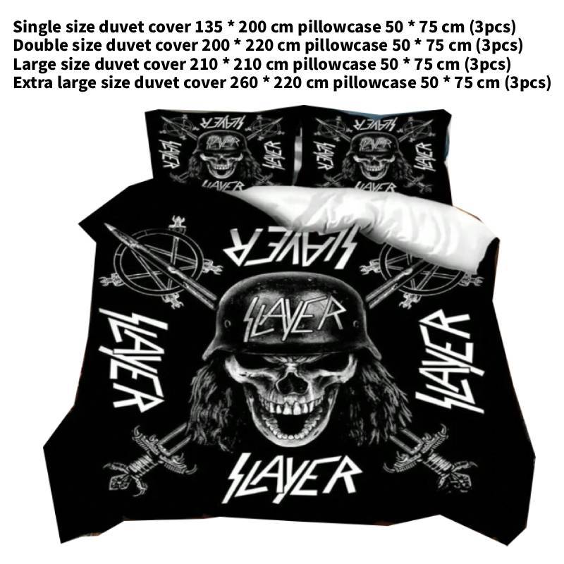 Metal Slayer Heavy Band Music Comforter Print Bedding Three Piece Bedroom Set