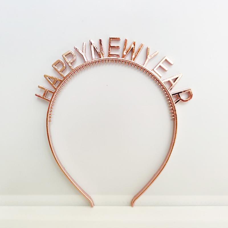

English Letters Happynewyear Hair Band Abs New Year Hair Accessories Children Girls Ring Headbands Gold/Silver/Rose Gold For New L розового золота
