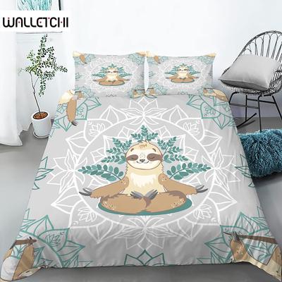 Sloth Duvet Cover Set Twin Size Cartoon Sloth Duvet Cover Bedding Set for Kids Girls Boys Cute Animal Polyester Comforter Cover
