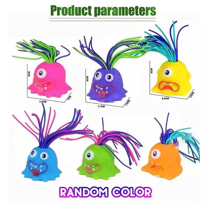 Pull Hair Screaming Fidget Monster Toy Soft BPA-Free Squeaky Sound Decompression Toy for Adult Office Stress Relief Home Play