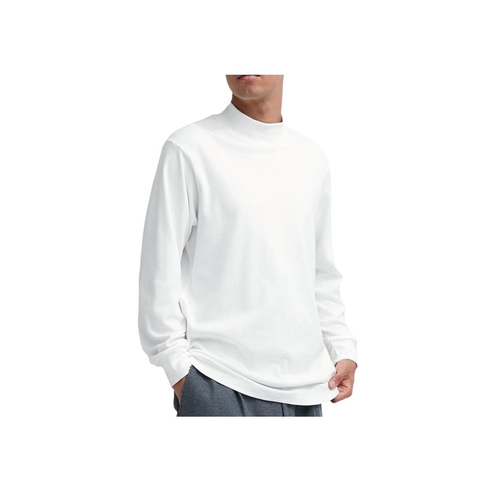 UNIQLO Cotton Casual Solid Long Sleeve T-Shirt Men tops White 462023-00