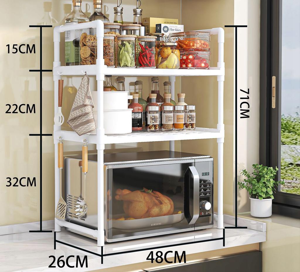 Kitchen Shelf For Microwave Organizer Cabinet White 3 Levels 48Cm Shelf