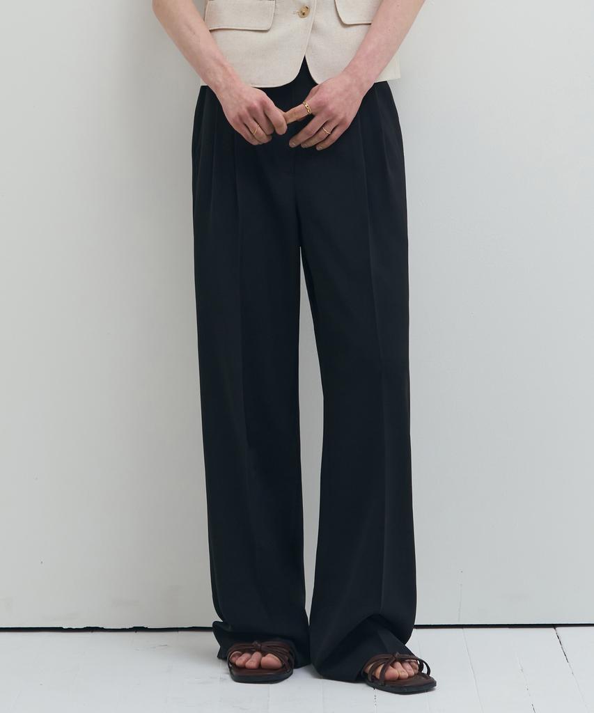 Deuloupisumeon Summer Double-Pleat Wide Slacks [Beige]