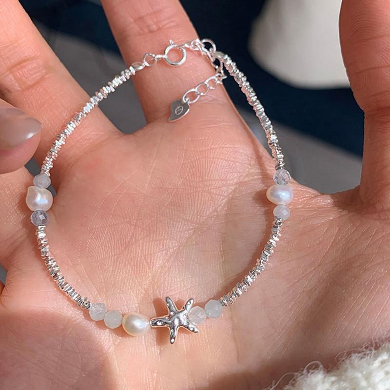 Elegant Pearl Starfish Charm Bracelet Women Gold Plated Adjustable Rope Chain Stylish Minimalist Jewelry Accessory Pearl Starfish Bracelet - Authentic Gold Plated