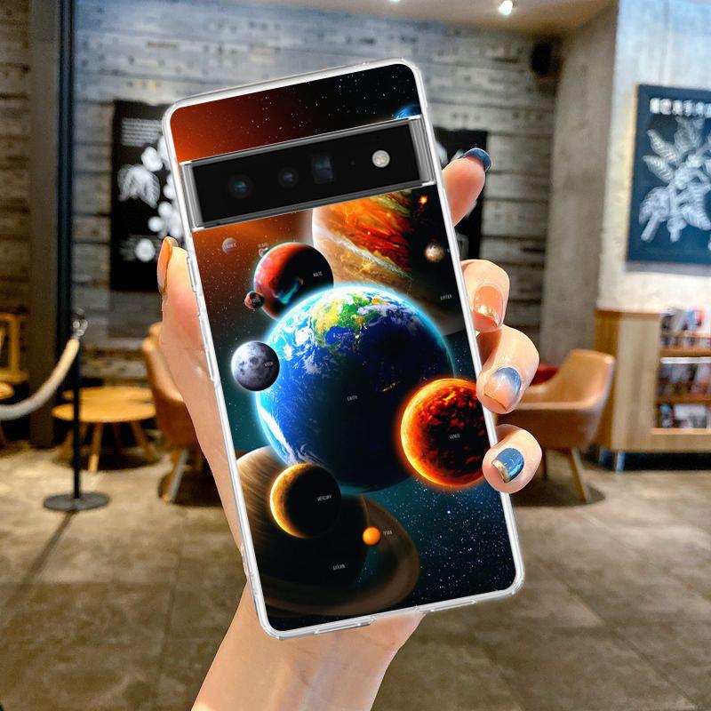

Space Planet Stars Moon Phone Case Cover for Google Pixel 8 7 6 5 4 4XL Shockproof 7A 6A 5A 4A 3A 3AXLPro 5G Transparent Shell Pixel 5