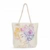 Multifunctional Rose Girl Printed Thick Rope Shoulder Beach Bag Casual Large Capacity Handbag 0247